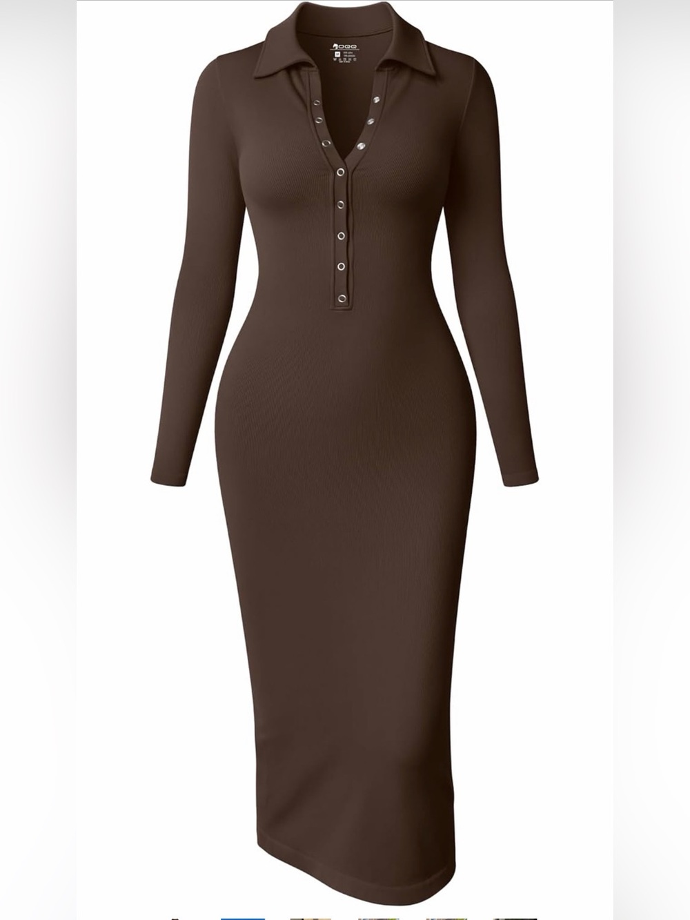 Ribbed Back & Slit, Button Down Bodycon